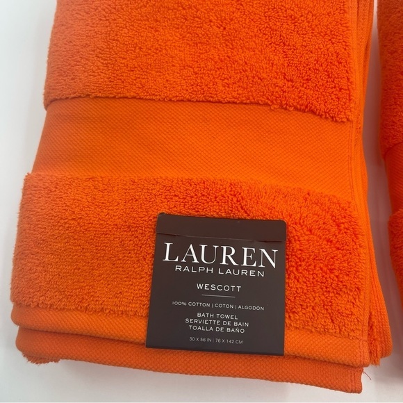 Ralph Lauren Wescott Summer Orange set of 2 Bath Towels NWT - Picture 6 of 8
